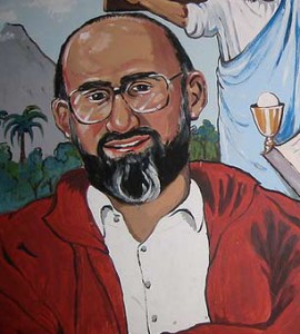 Mural at the Cooperativa Martín-Baró featuring Padre Ignacio Martín-Baró. 